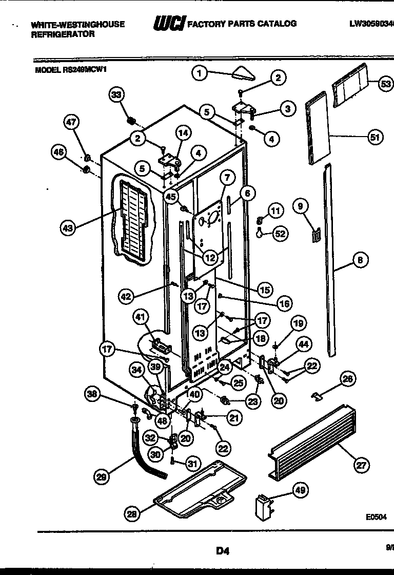 White-Westinghouse RS249MCW1 cabinet parts diagram