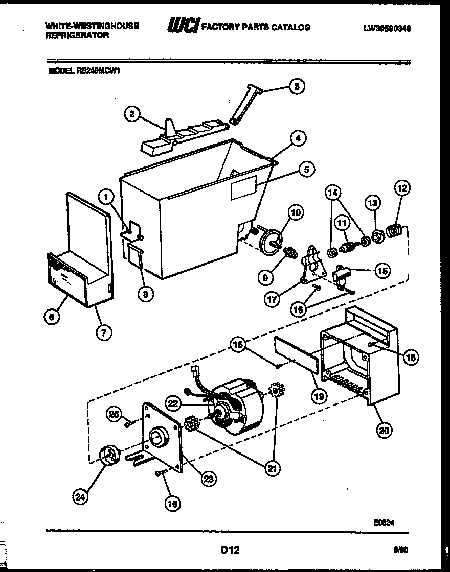 White-Westinghouse RS249MCW1 ice dispenser diagram