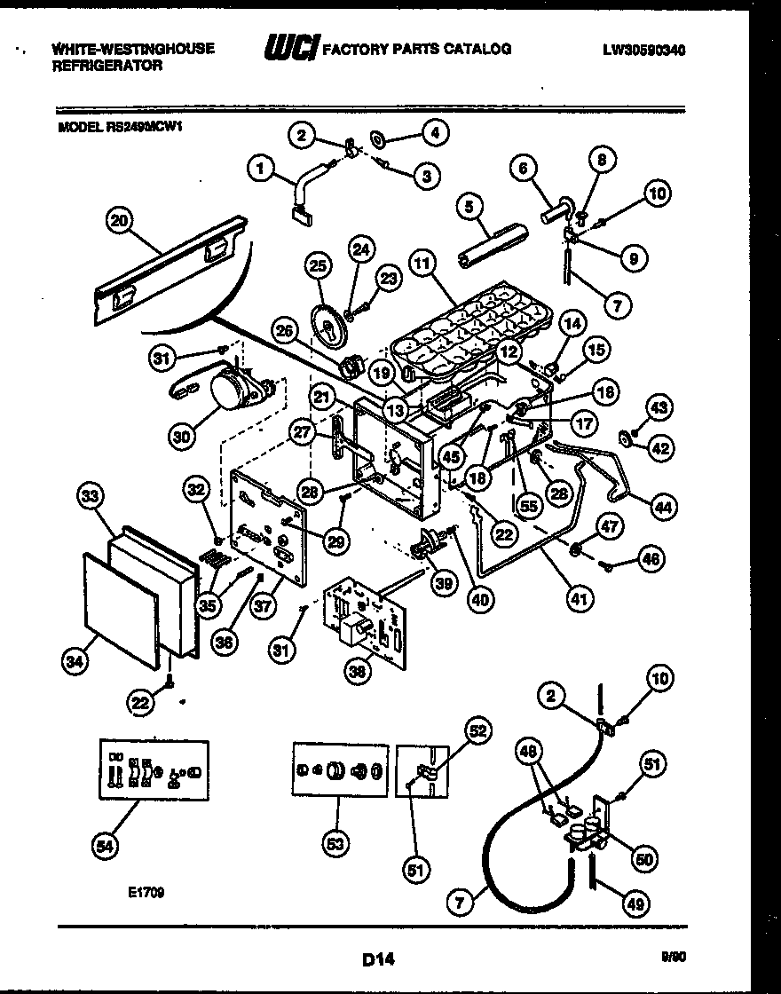 White-Westinghouse RS249MCW1 ice maker and installation parts diagram