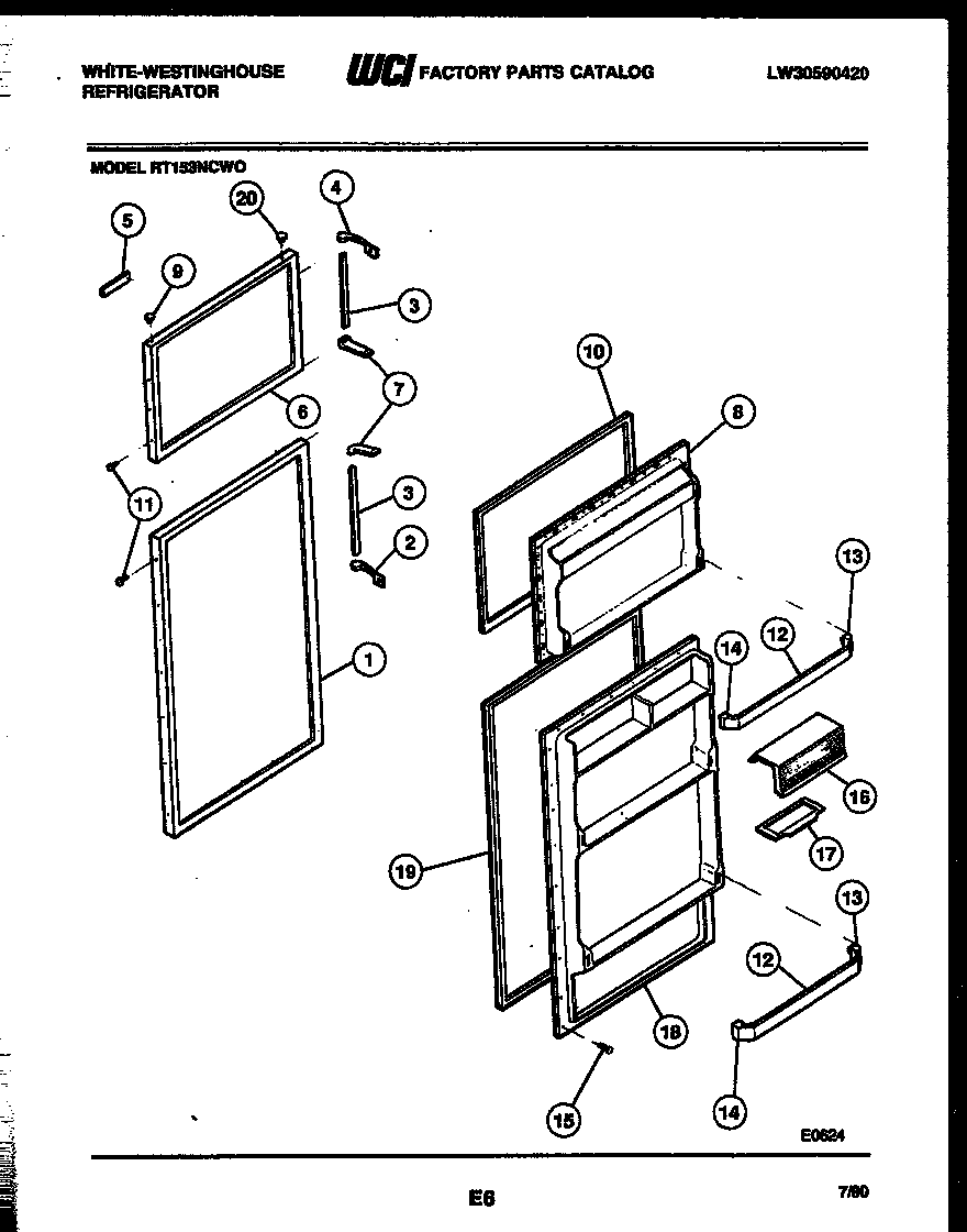 White-Westinghouse RT153NCD0 door parts diagram