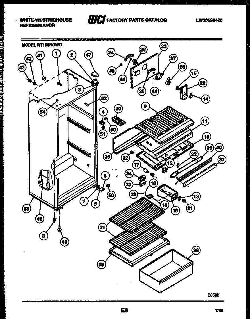 White-Westinghouse RT153NCD0 cabinet parts diagram
