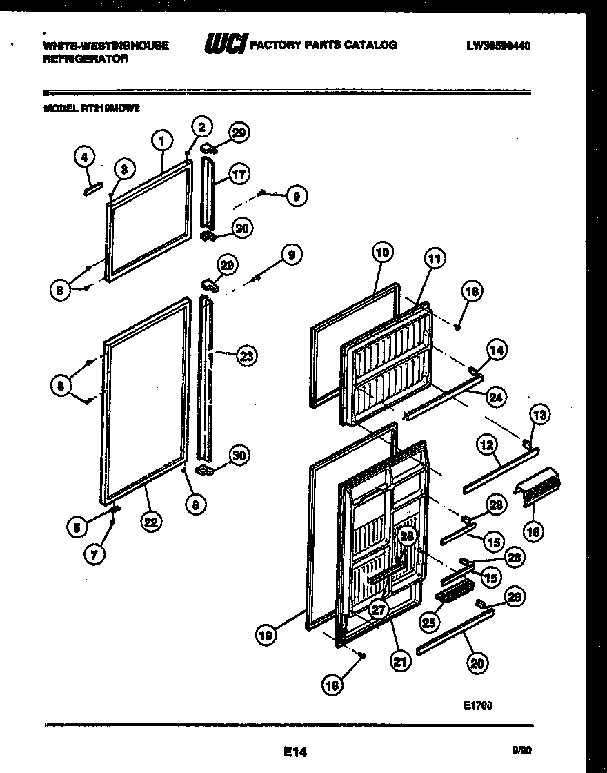 White-Westinghouse RT219MCH2 door parts diagram