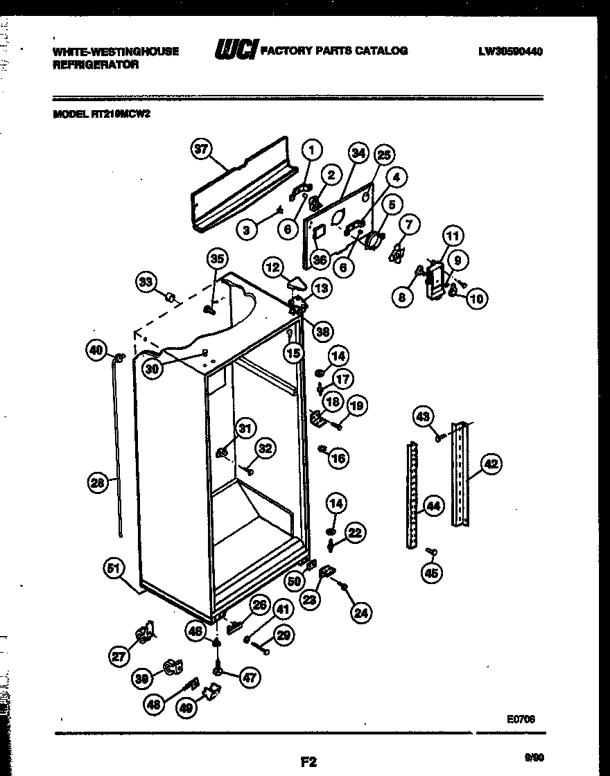 White-Westinghouse RT219MCH2 cabinet parts diagram