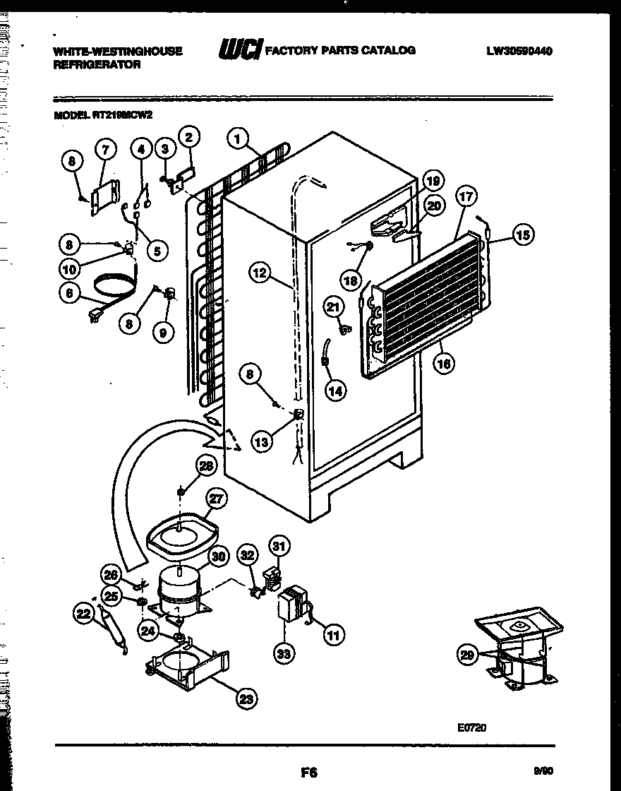 White-Westinghouse RT219MCH2 system and automatic defrost parts diagram