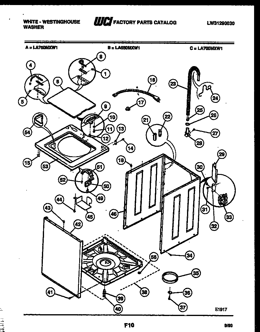 White-Westinghouse LA750MXD1 cabinet parts diagram