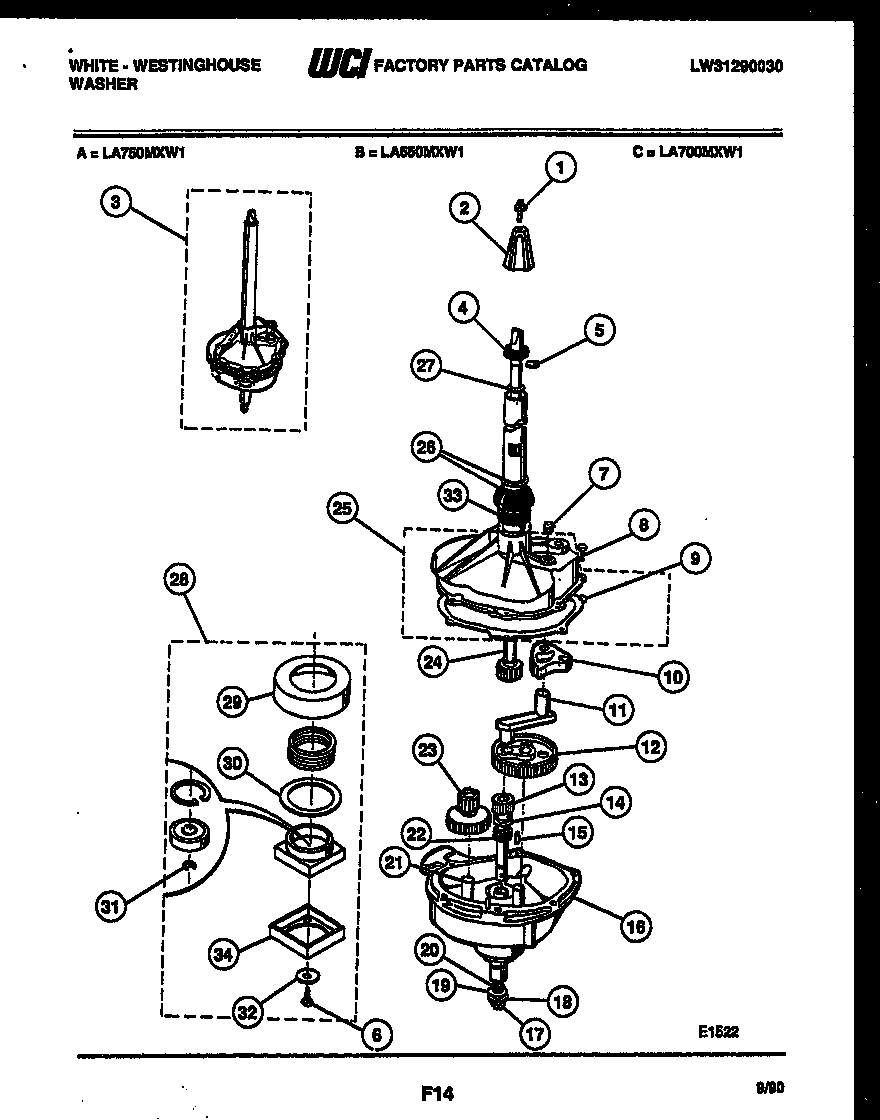 White-Westinghouse LA750MXD1 transmission parts diagram