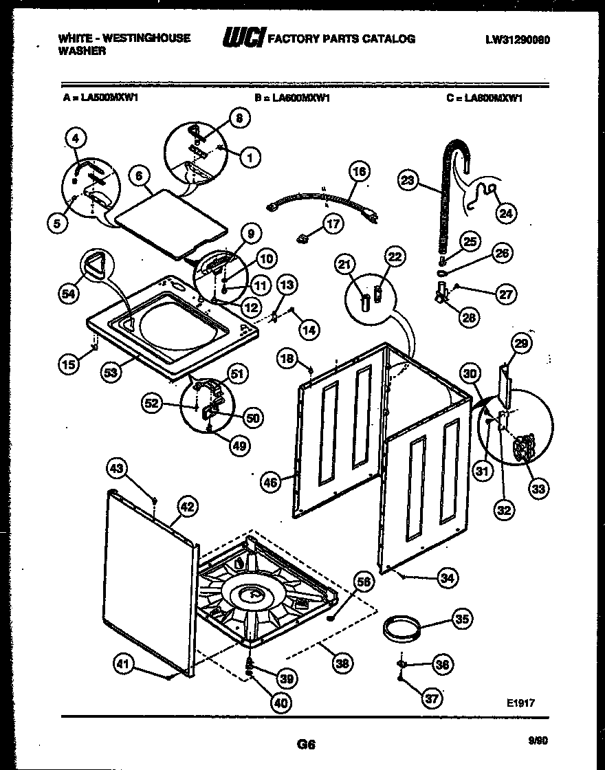 White-Westinghouse LA600MXD1 cabinet parts diagram