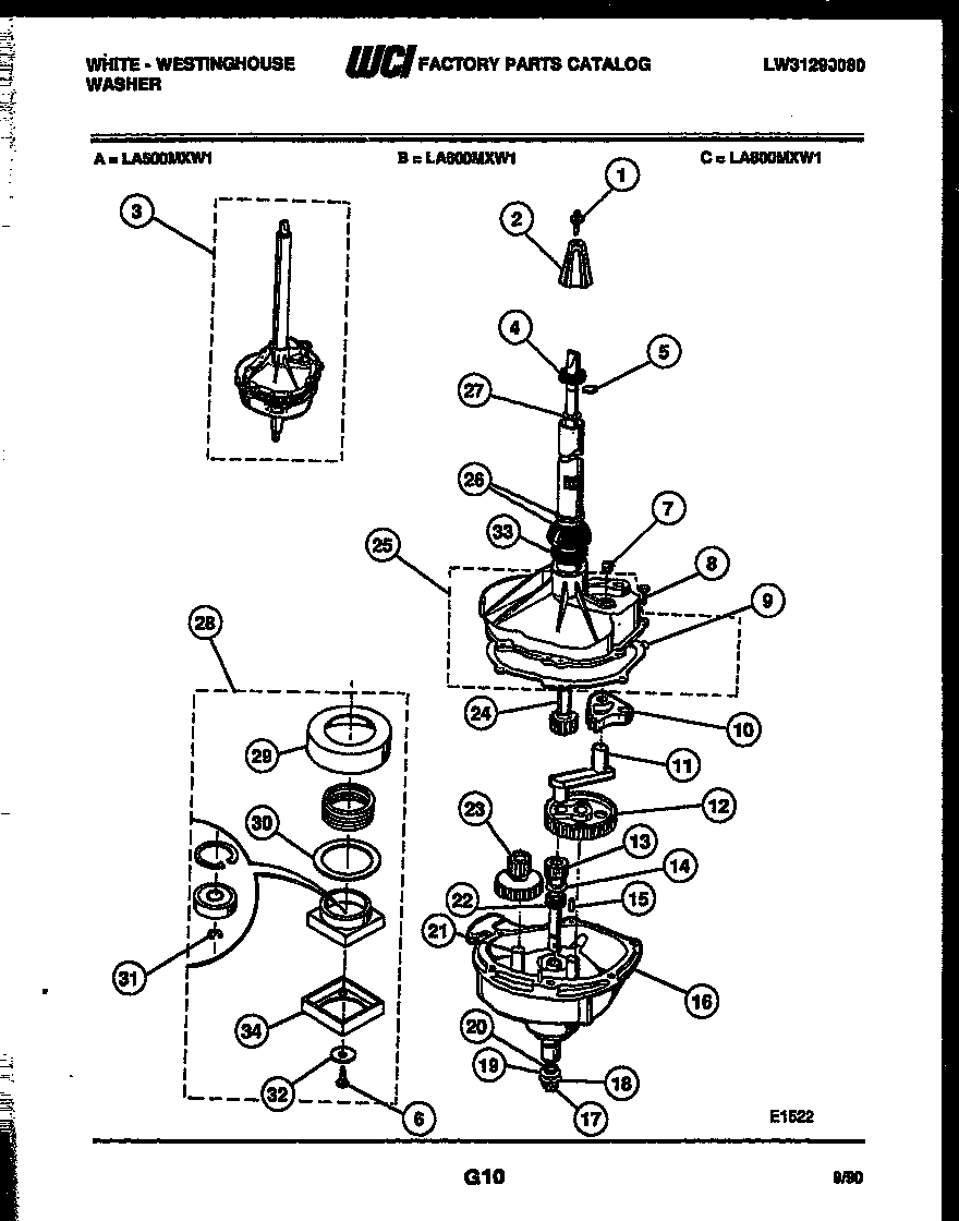 White-Westinghouse LA600MXD1 transmission parts diagram
