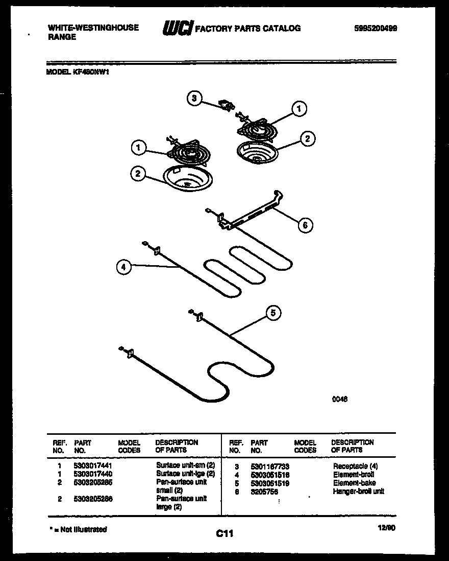 White-Westinghouse KF480NW1 broiler parts diagram