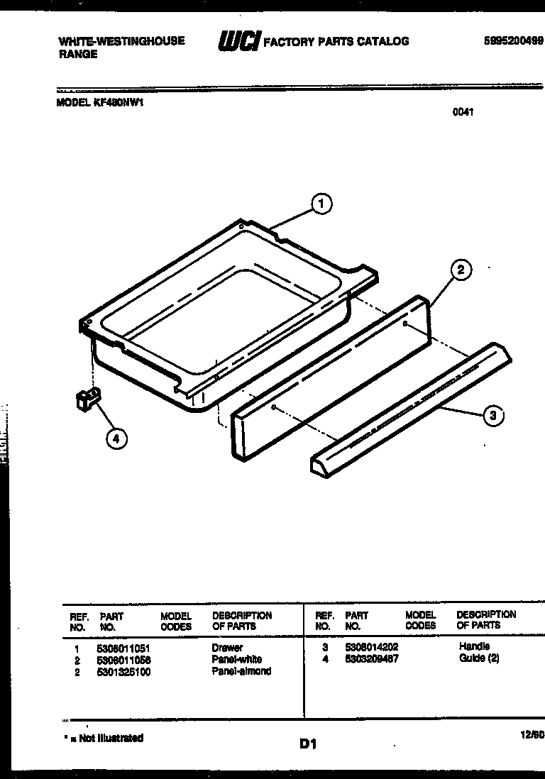 White-Westinghouse KF480NW1 drawer parts diagram
