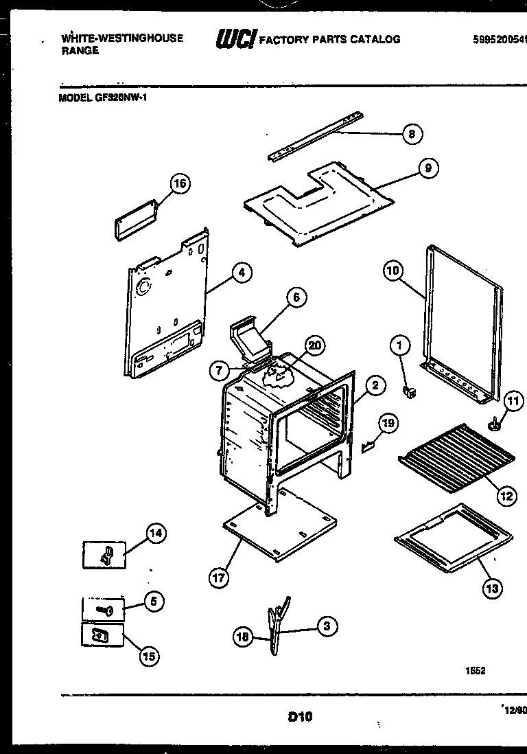 White-Westinghouse GF320NW1 body parts diagram