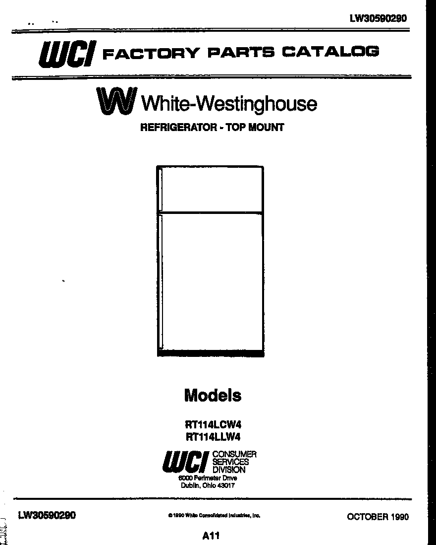 White-Westinghouse RT114LCD4 cover page diagram