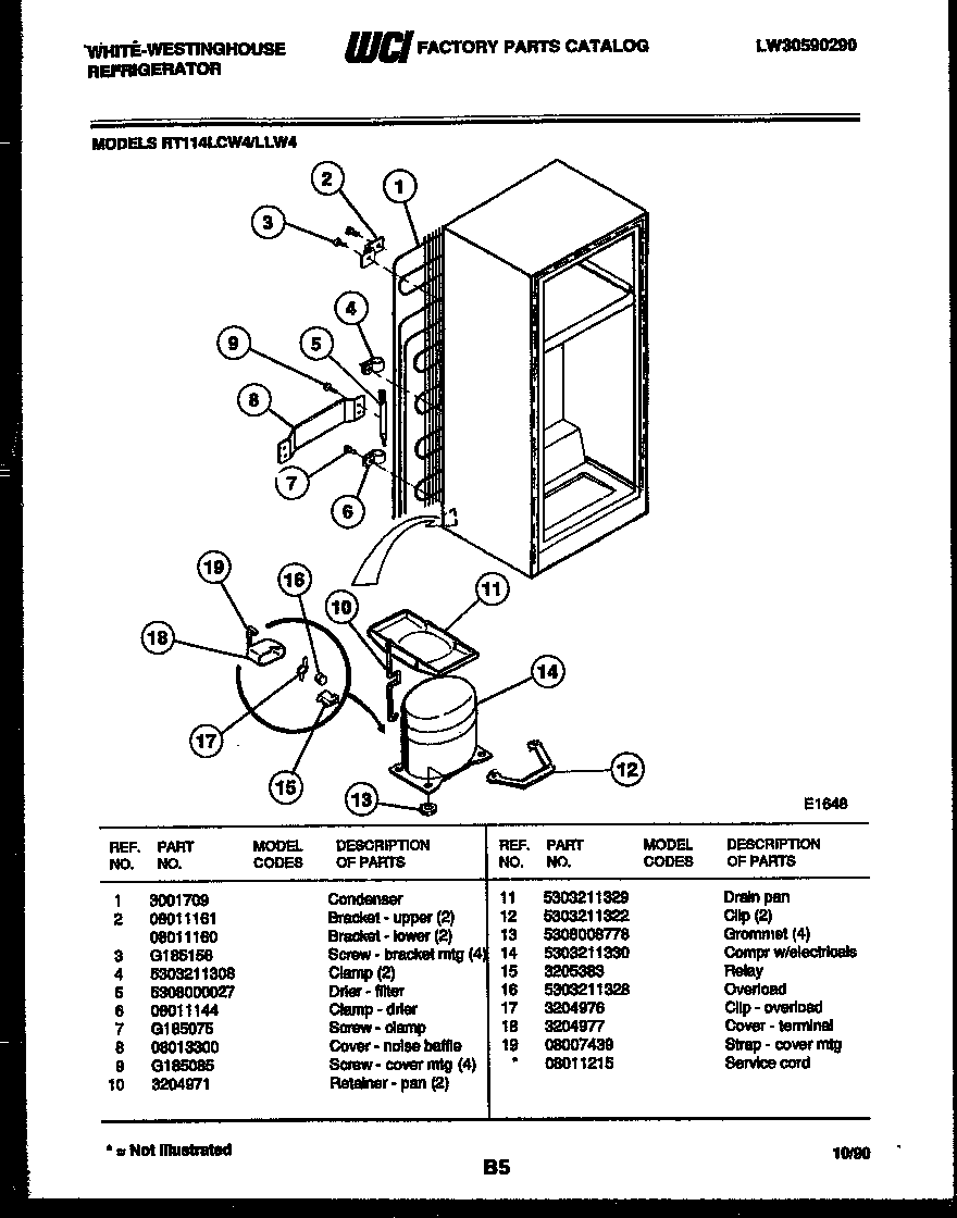 White-Westinghouse RT114LCD4 system and automatic defrost parts diagram
