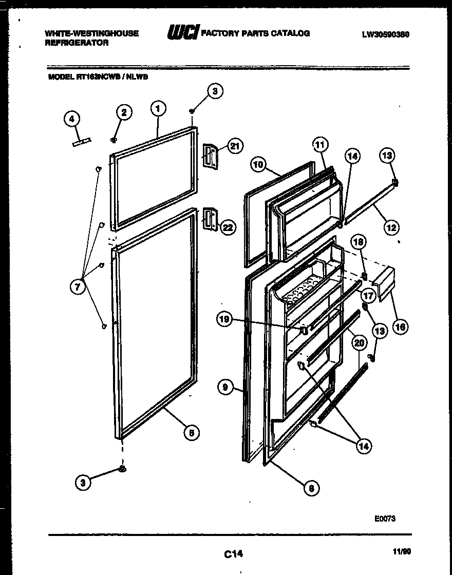 White-Westinghouse RT163NLWB door parts diagram