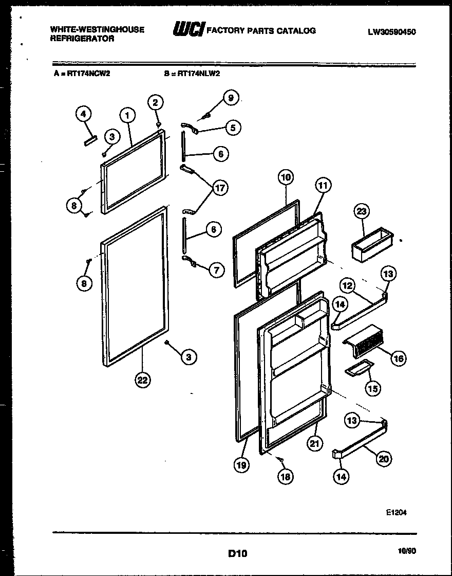 White-Westinghouse RT174NLH2 door parts diagram