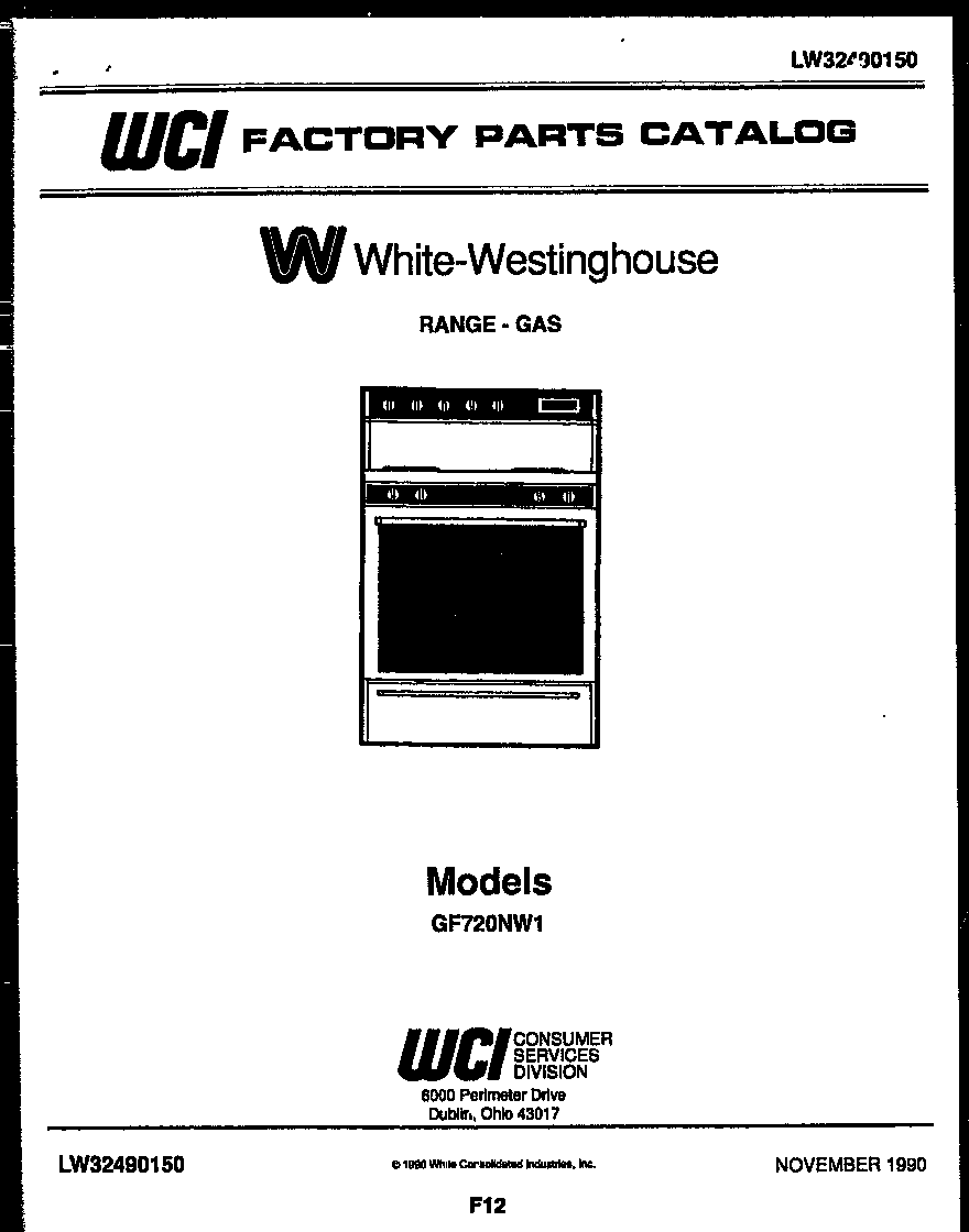 White-Westinghouse GF720ND1 cover page diagram