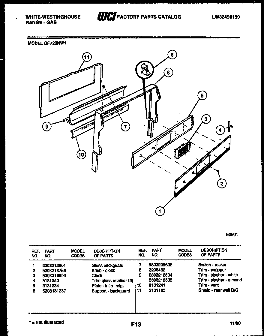 White-Westinghouse GF720ND1 backguard diagram