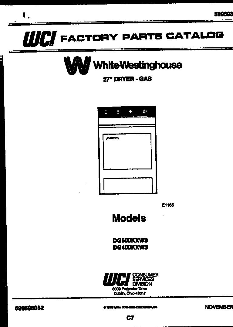 White-Westinghouse DG400KXW3 null diagram
