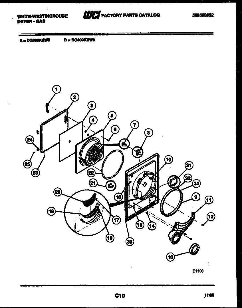 White-Westinghouse DG400KXW3 door parts diagram