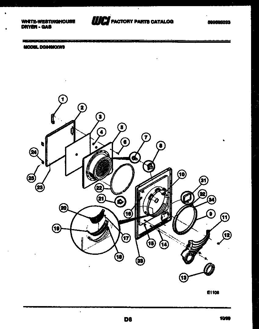 White-Westinghouse DG640KXD3 door parts diagram