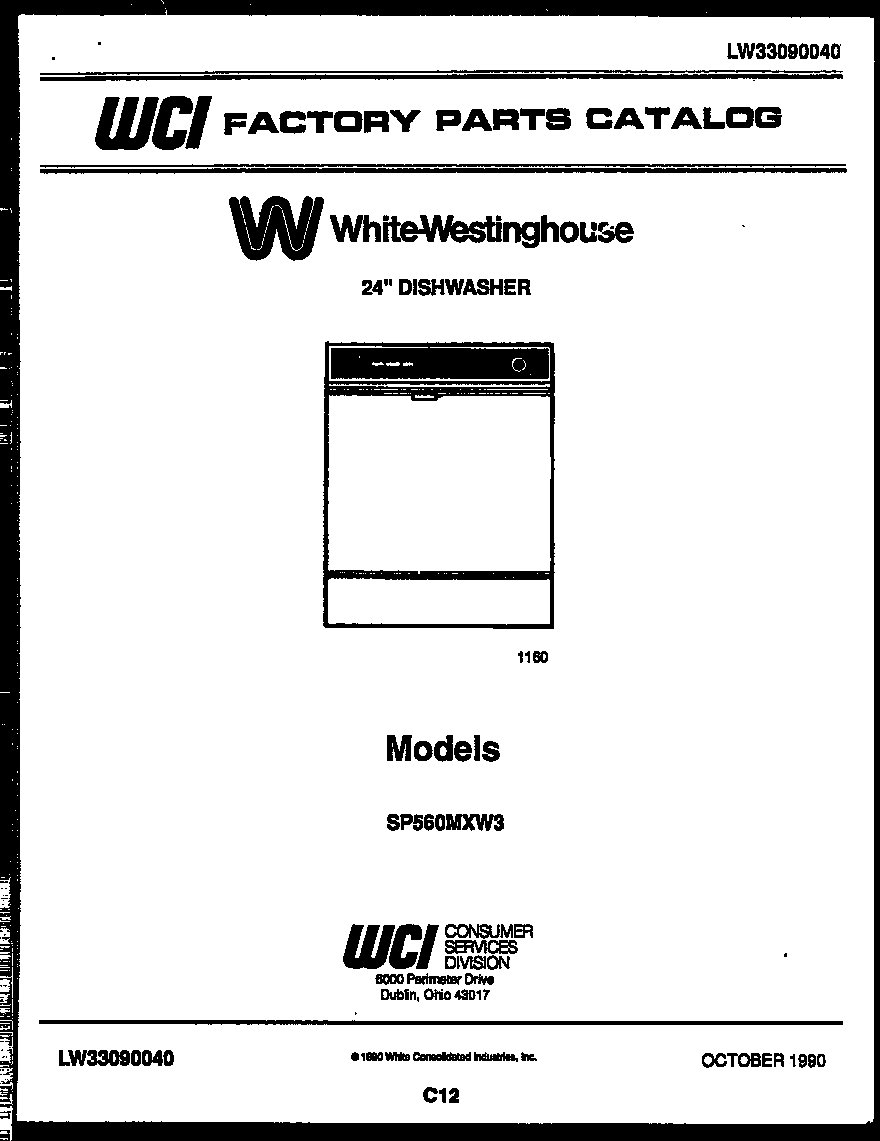 White-Westinghouse SP560MXF3 cover sheet diagram