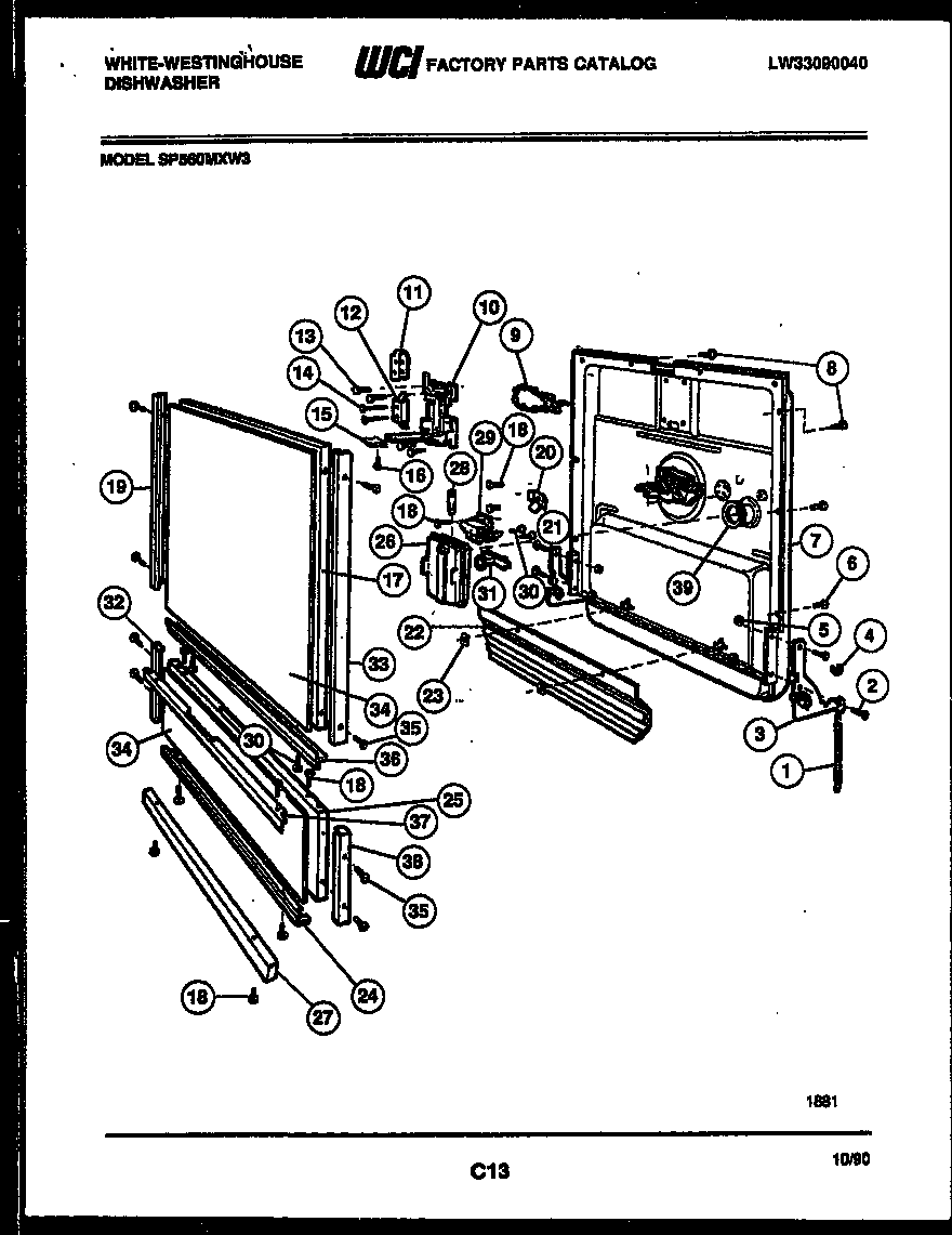 White-Westinghouse SP560MXF3 door parts diagram