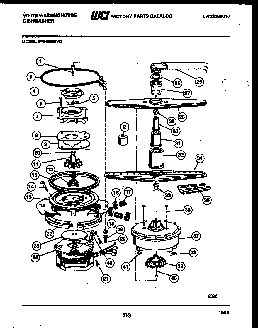 White-Westinghouse SP560MXF3 motor pump parts diagram