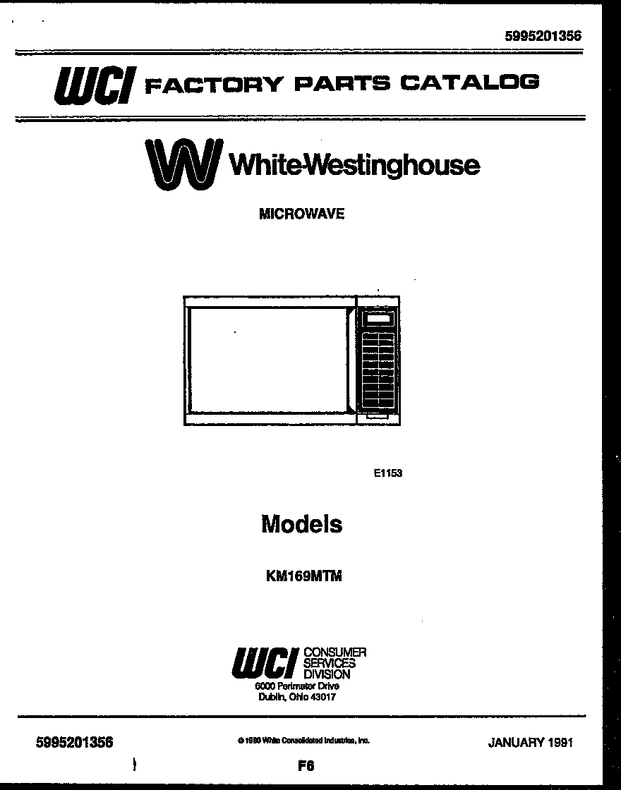 White-Westinghouse KM169MTM front cover diagram