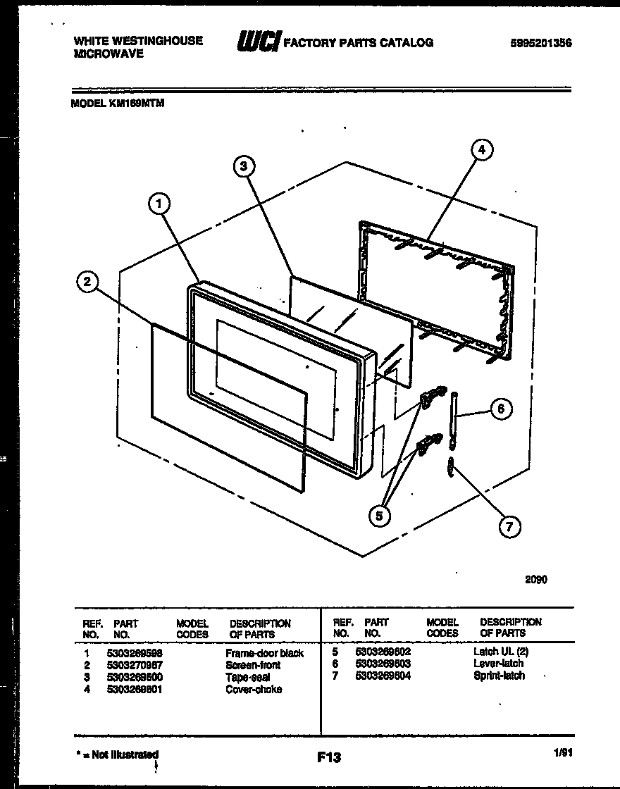 White-Westinghouse KM169MTM door parts diagram