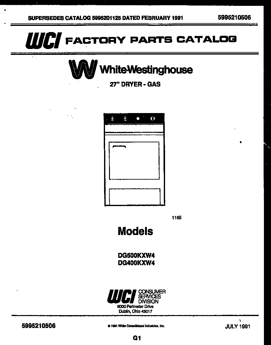 White-Westinghouse DG500KXD4 null diagram