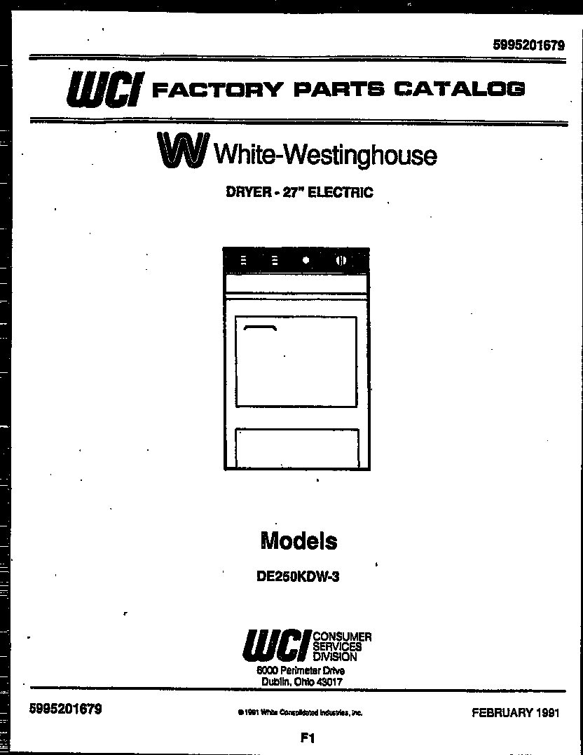 White-Westinghouse DE250KDW3 null diagram