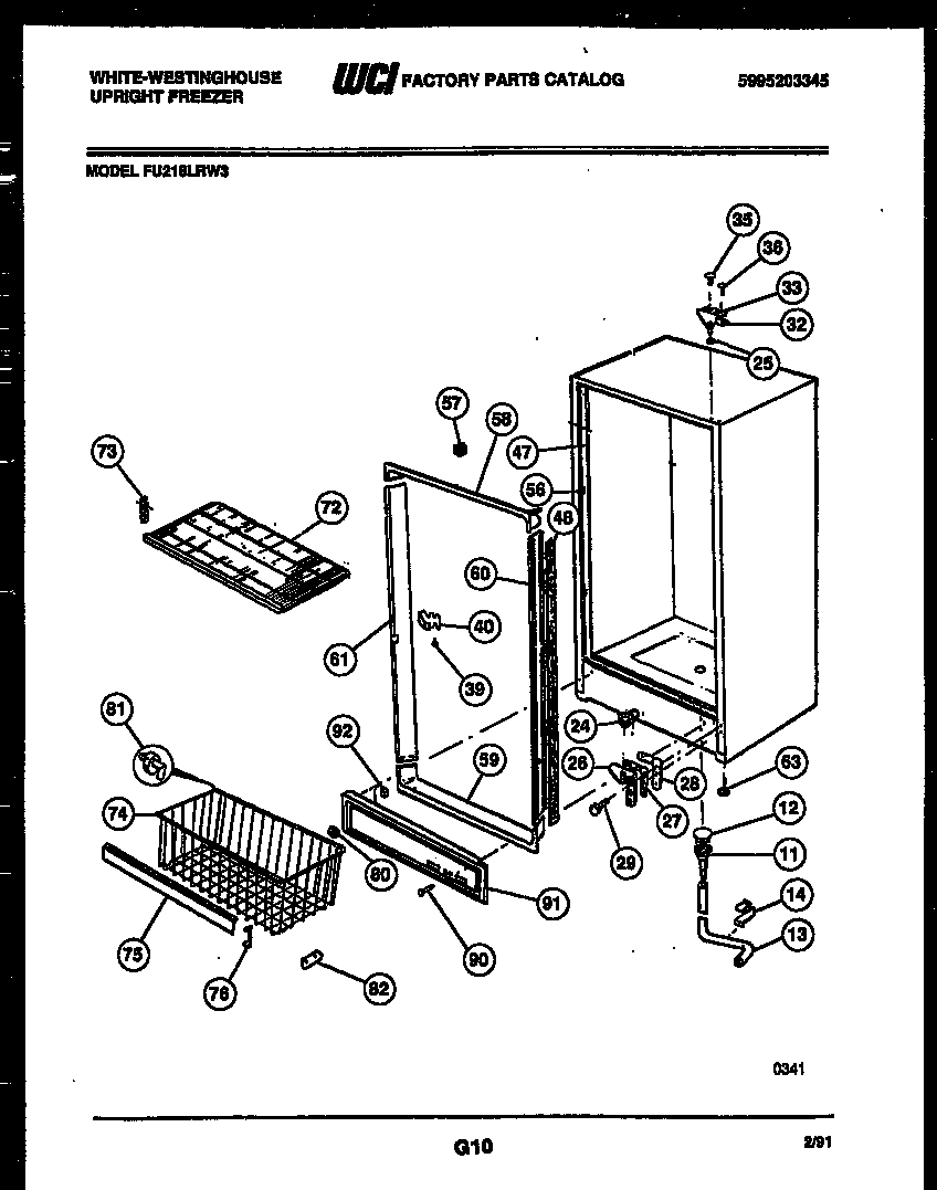 White-Westinghouse FU218LRW3 cabinet parts diagram