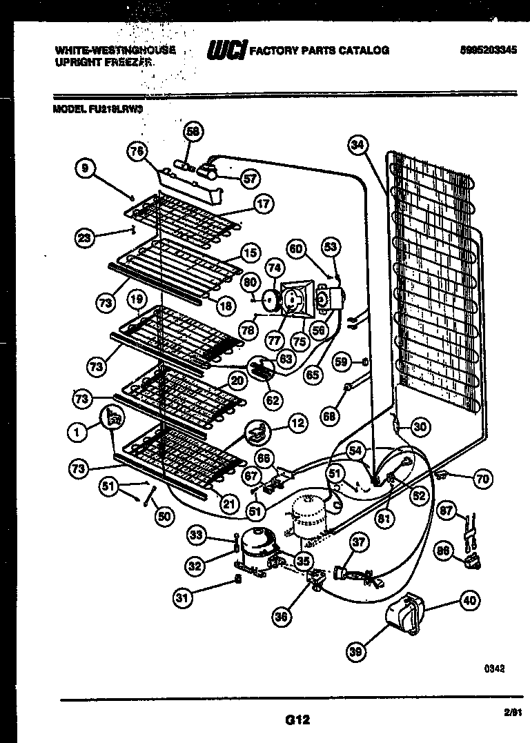 White-Westinghouse FU218LRW3 system and electrical parts diagram