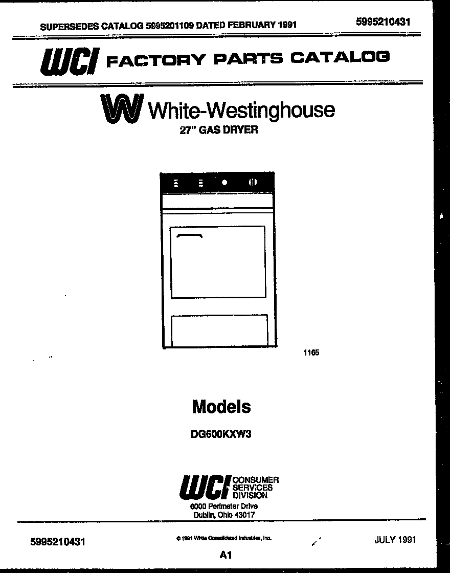 White-Westinghouse DG600KXW3 null diagram