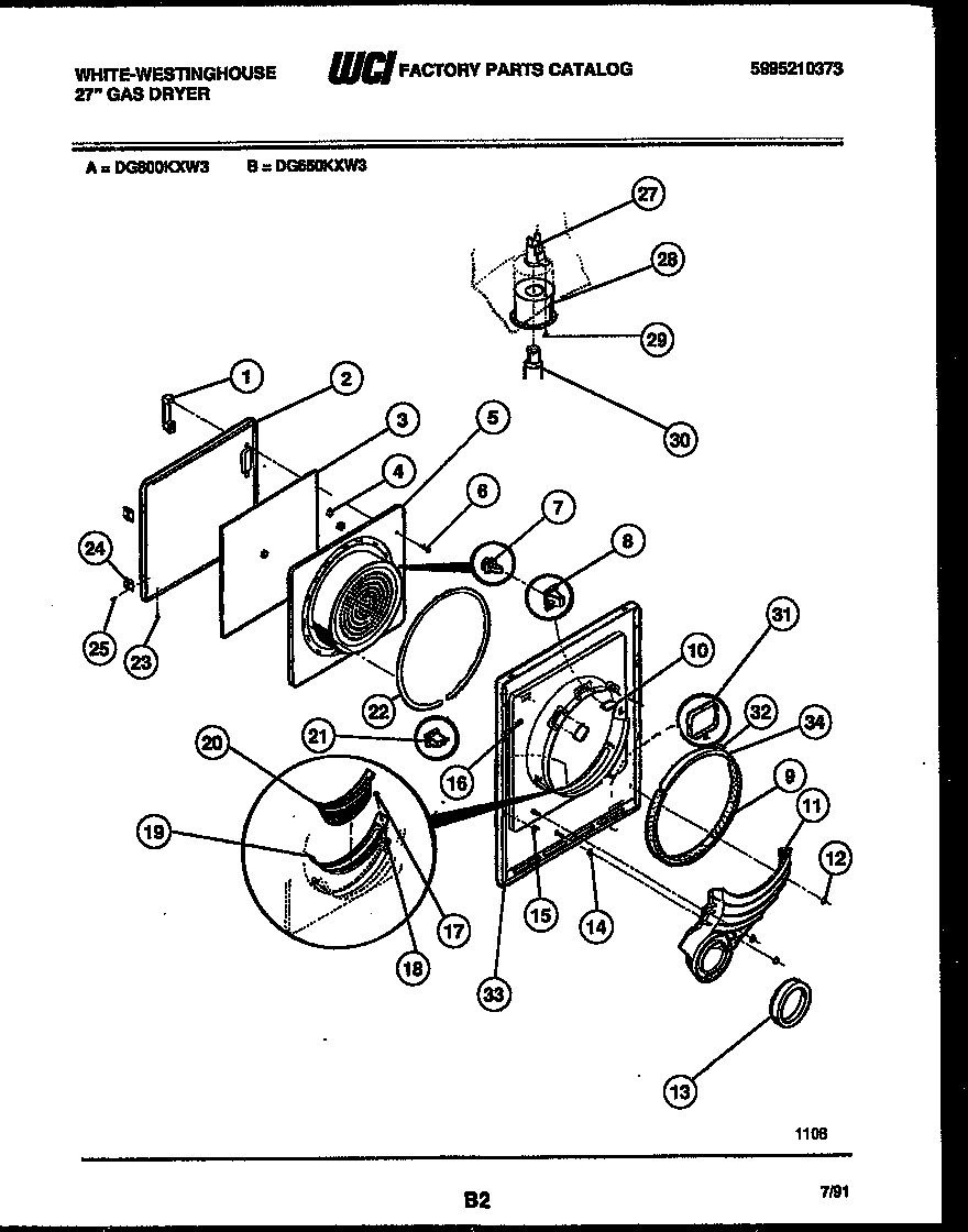 White-Westinghouse DG800KXW3 door parts diagram