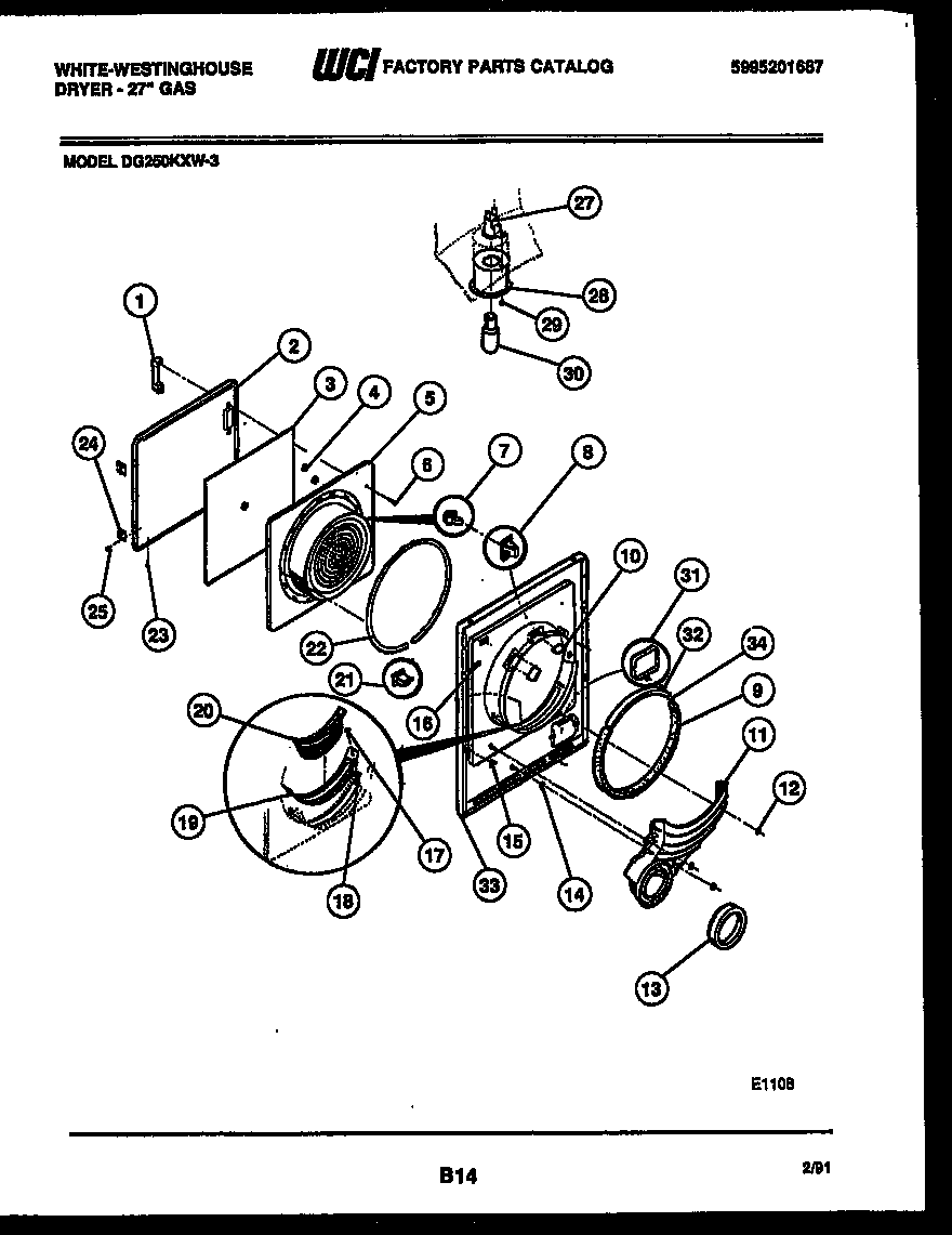 White-Westinghouse DG250KXD3 door parts diagram