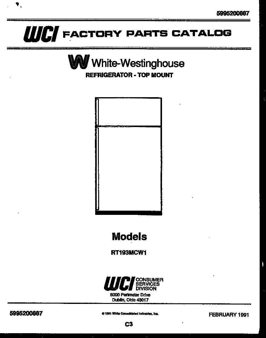White-Westinghouse RT193MCV1 cover page diagram