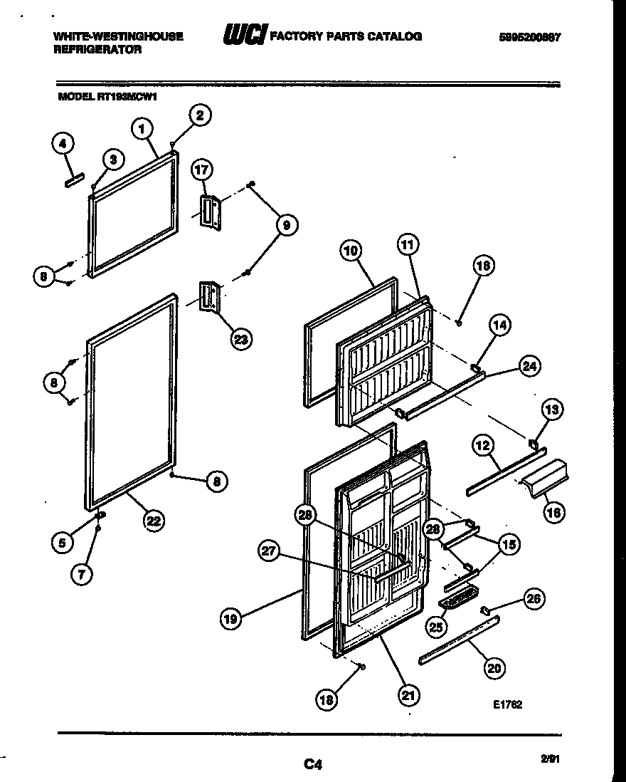 White-Westinghouse RT193MCV1 door parts diagram