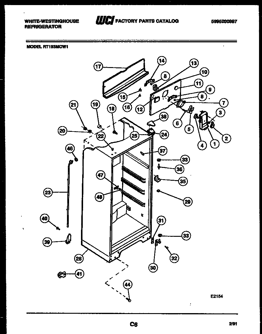 White-Westinghouse RT193MCV1 cabinet parts diagram