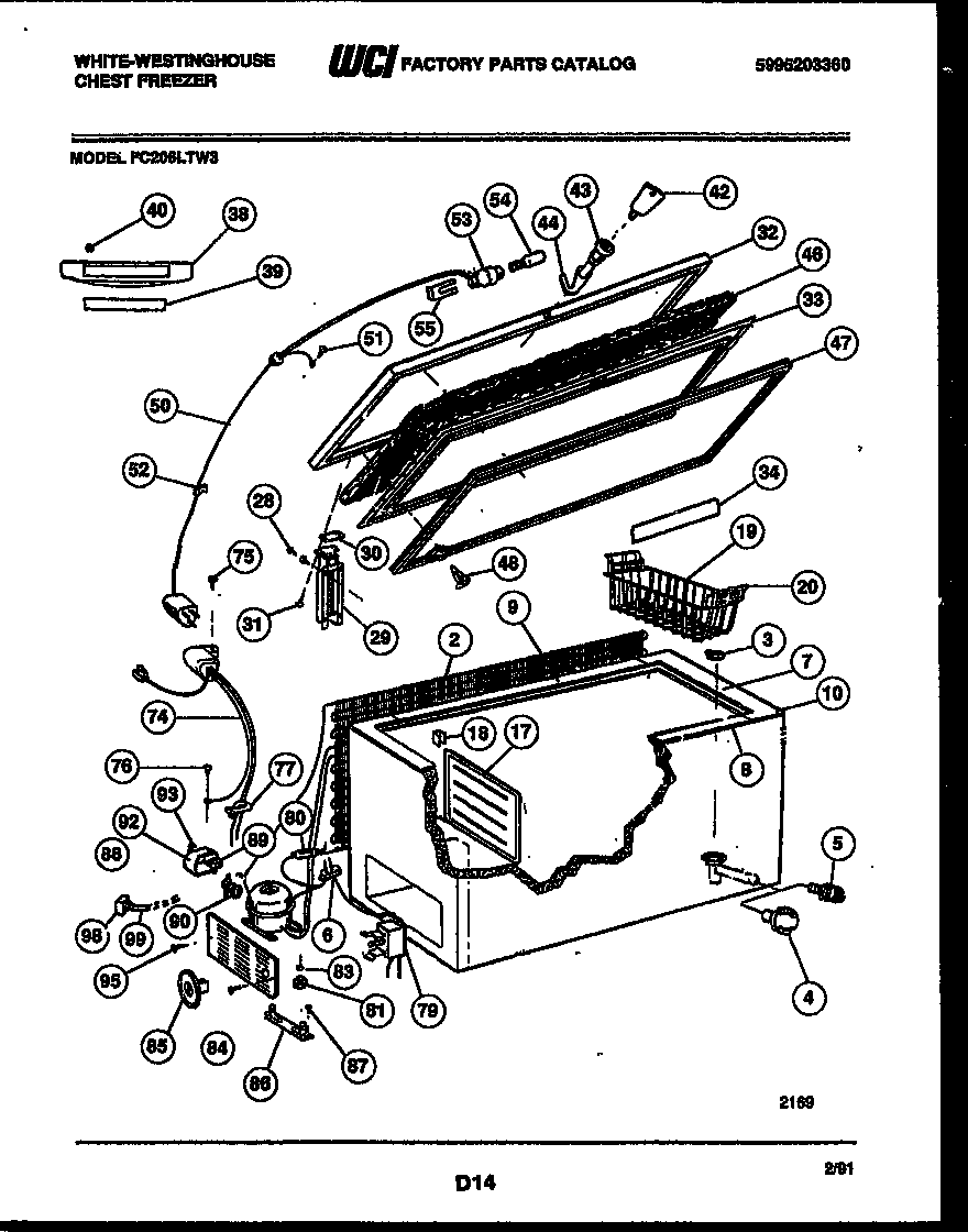 White-Westinghouse FC206LTW3 chest freezer parts diagram