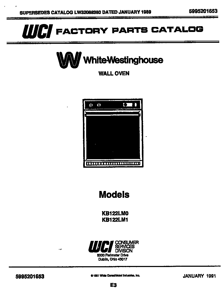 White-Westinghouse KB122LM0 cover page- text only diagram