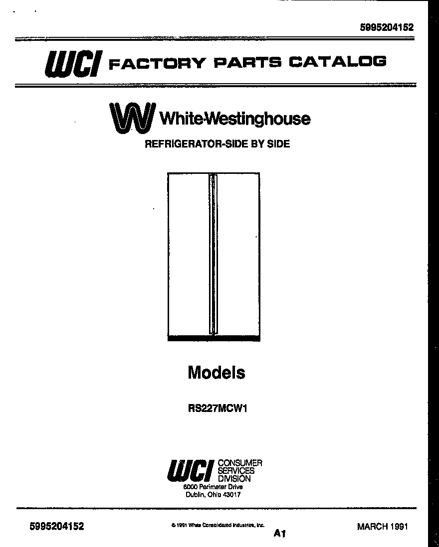 White-Westinghouse RS227MCH1 front cover diagram