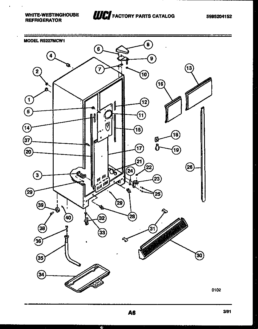 White-Westinghouse RS227MCH1 cabinet parts diagram