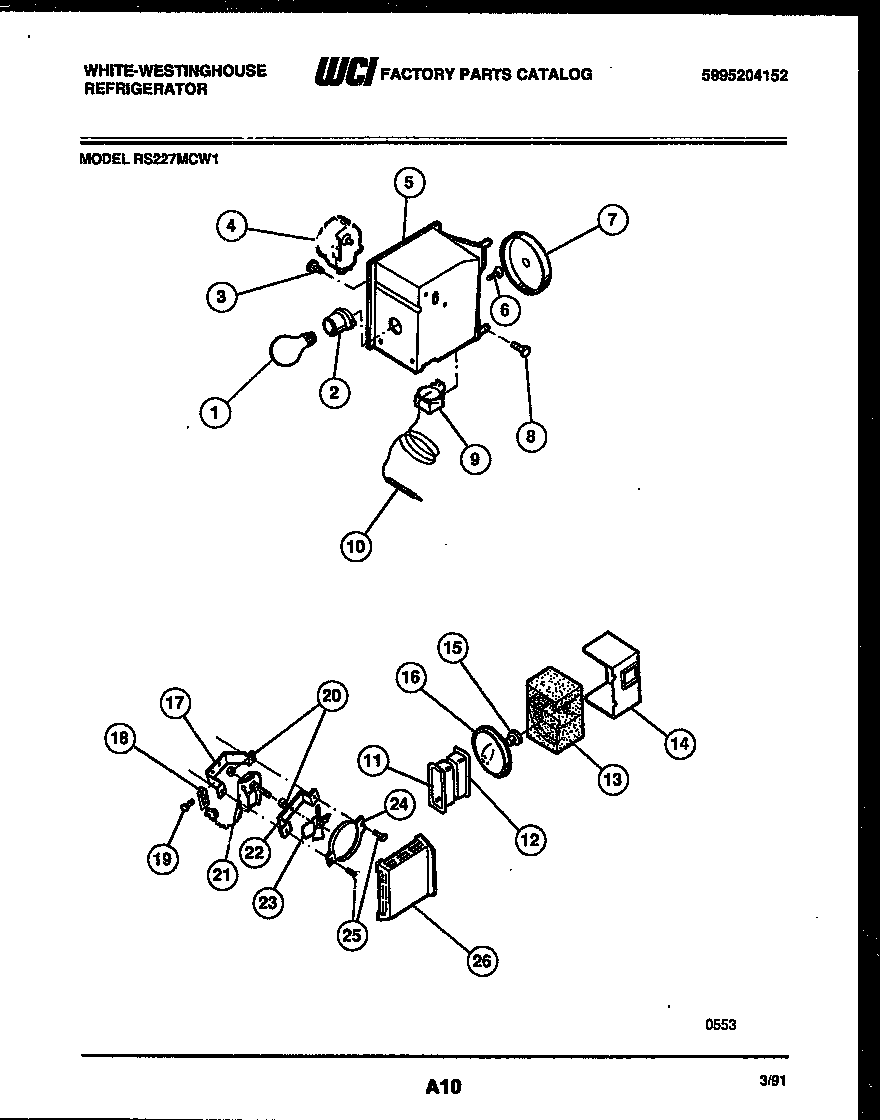 White-Westinghouse RS227MCH1 refrigerator control assembly, damper control assembly and f diagram