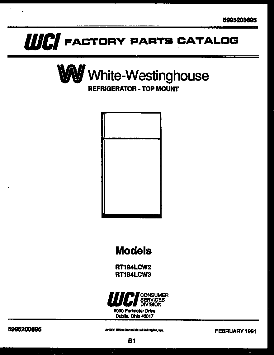 White-Westinghouse RT194LCD2 cover page diagram