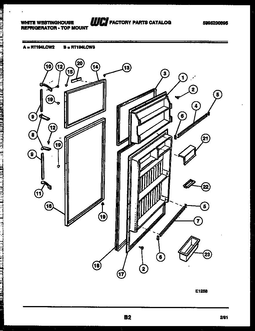White-Westinghouse RT194LCD2 door parts diagram