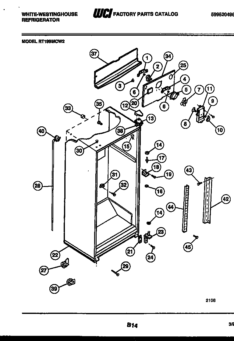 White-Westinghouse RT199MCF2 cabinet parts diagram
