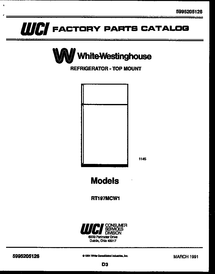 White-Westinghouse RT197MCH1 cover page diagram