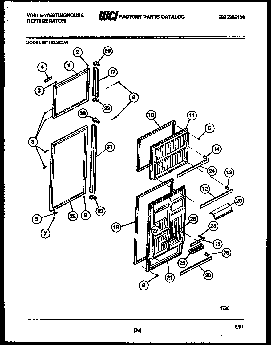 White-Westinghouse RT197MCH1 door parts diagram