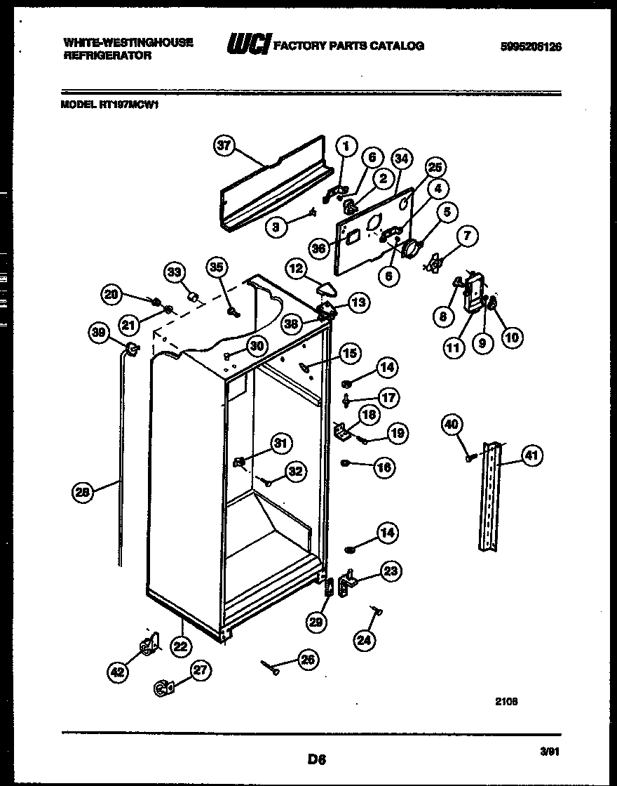 White-Westinghouse RT197MCH1 cabinet parts diagram
